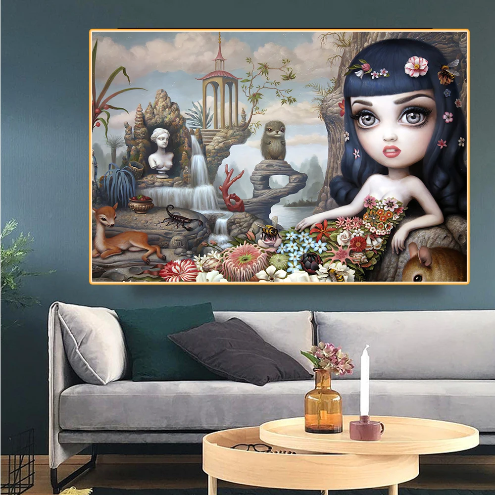 

Holover Mark Ryden"Katy aphrodite"Modern Canvas Oil Painting Childish & Weird Pop Art Poster Unframed Home Decor Aesthetic