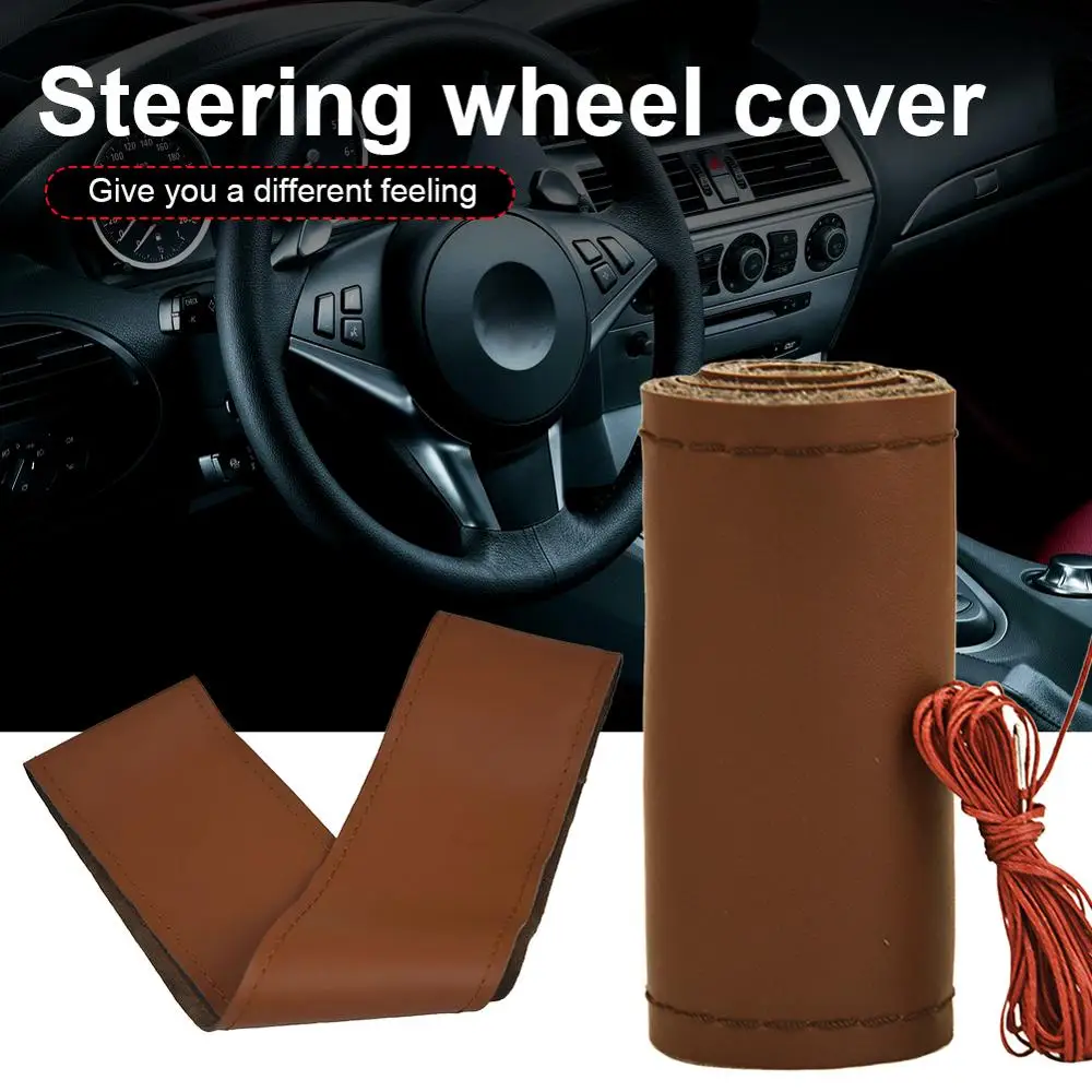 

Car Steering Wheel Braid Cover Needles Thread Calf Man Made Leather Car Covers Suite 7 Color DIY Texture Soft Auto Accessories