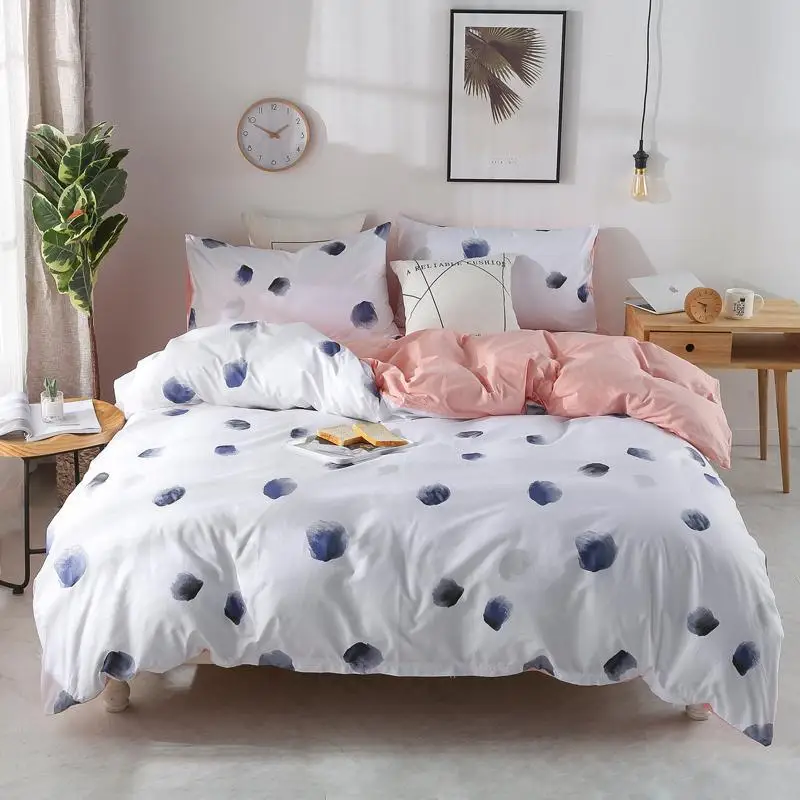 

49 bedding set Ink point printing bed linens 3/4pcs duvet cover set bed sheet duvet cover pillow case #/J