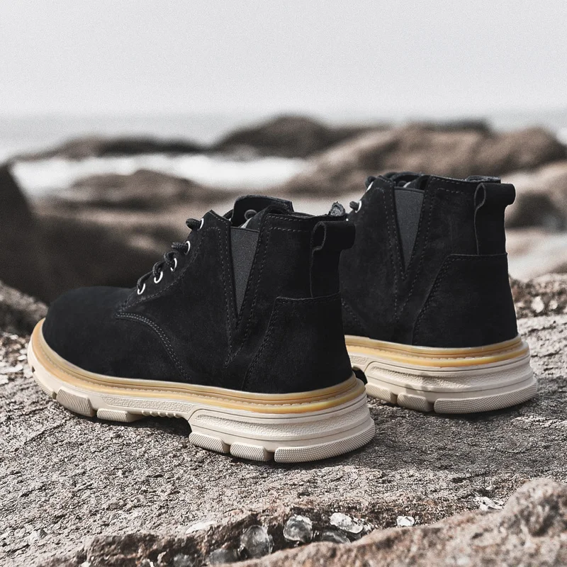 Мужские замшевые ботинки челси 2020 кожаные ковбойские ботильоны на платформе