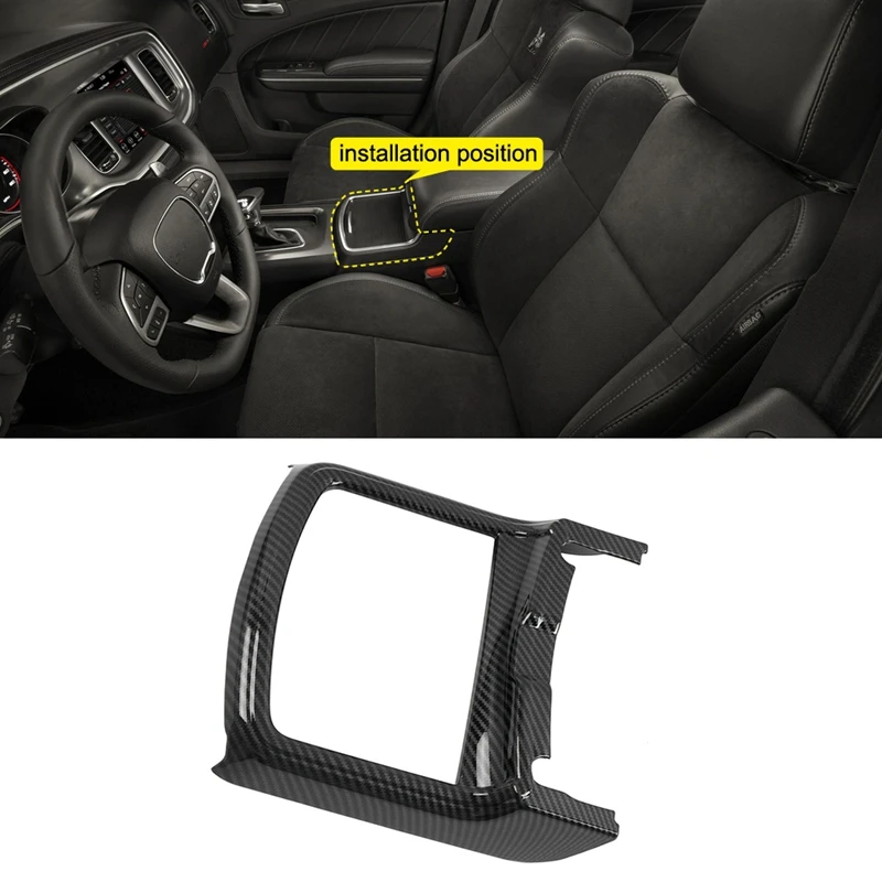 

Car Styling ABS Carbon Fiber Interior Front Water Cup Frame Cover Trim for Dodge Charger 2015-2020