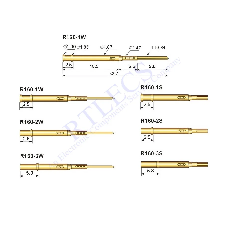 

100Pcs Receptacle R160 For Spring Test Probe P160 Bare PCB 2.54 MM Pitch Mating Different Socket Style to Choose Order