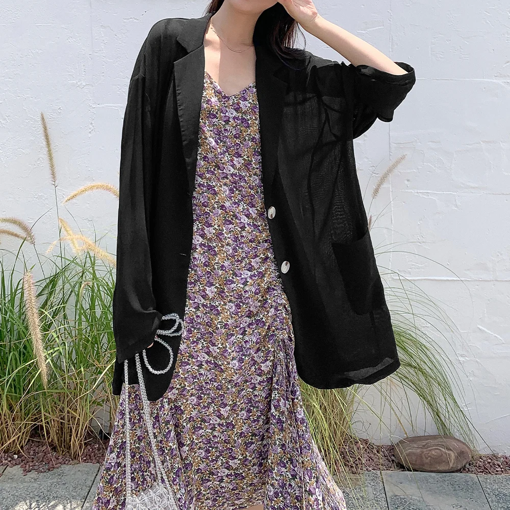 

Женский шифоновый костюм SuperAen размера плюс, летний кардиган, белая Солнцезащитная одежда, слегка тонкий Женский блейзер