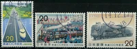 3pcsset 1972 japan post stamps trains 100 years of railway used post marked postage stamps for collecting c605 c607