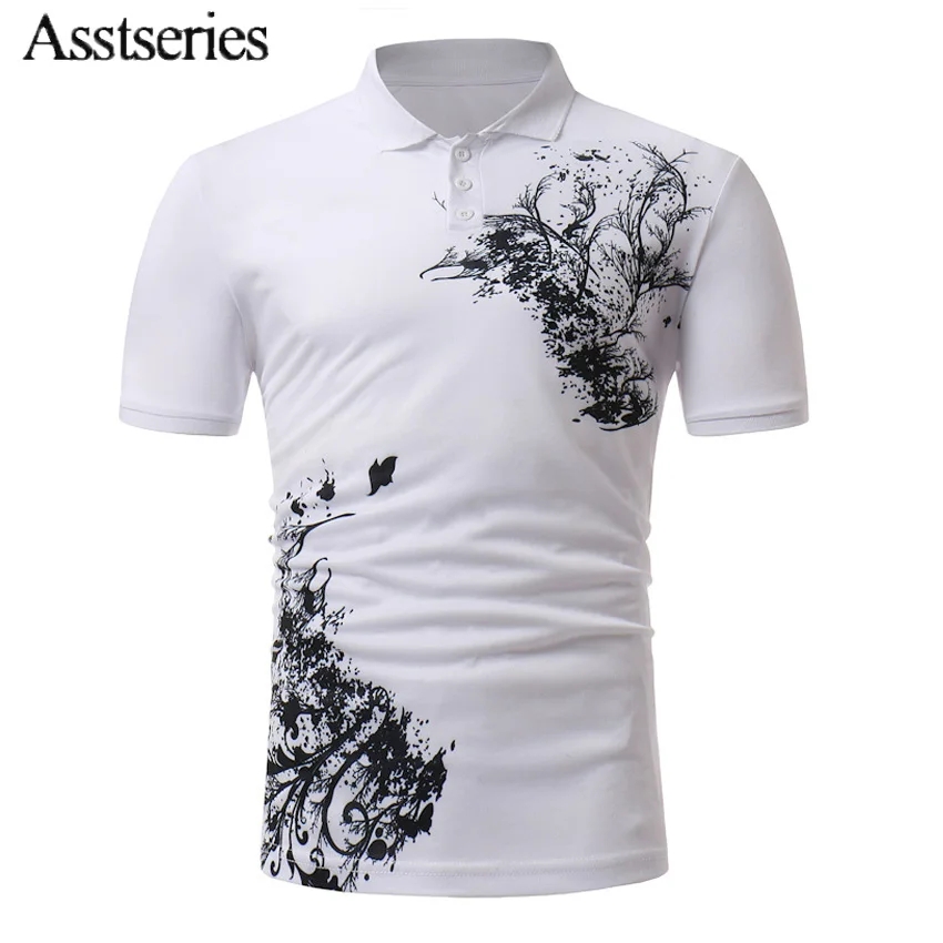 

Футболка-поло Для мужчин лето хлопок печатных рубашки поло короткий рукав Camisas поло воротник мужской рубашки поло 3XL 33wy