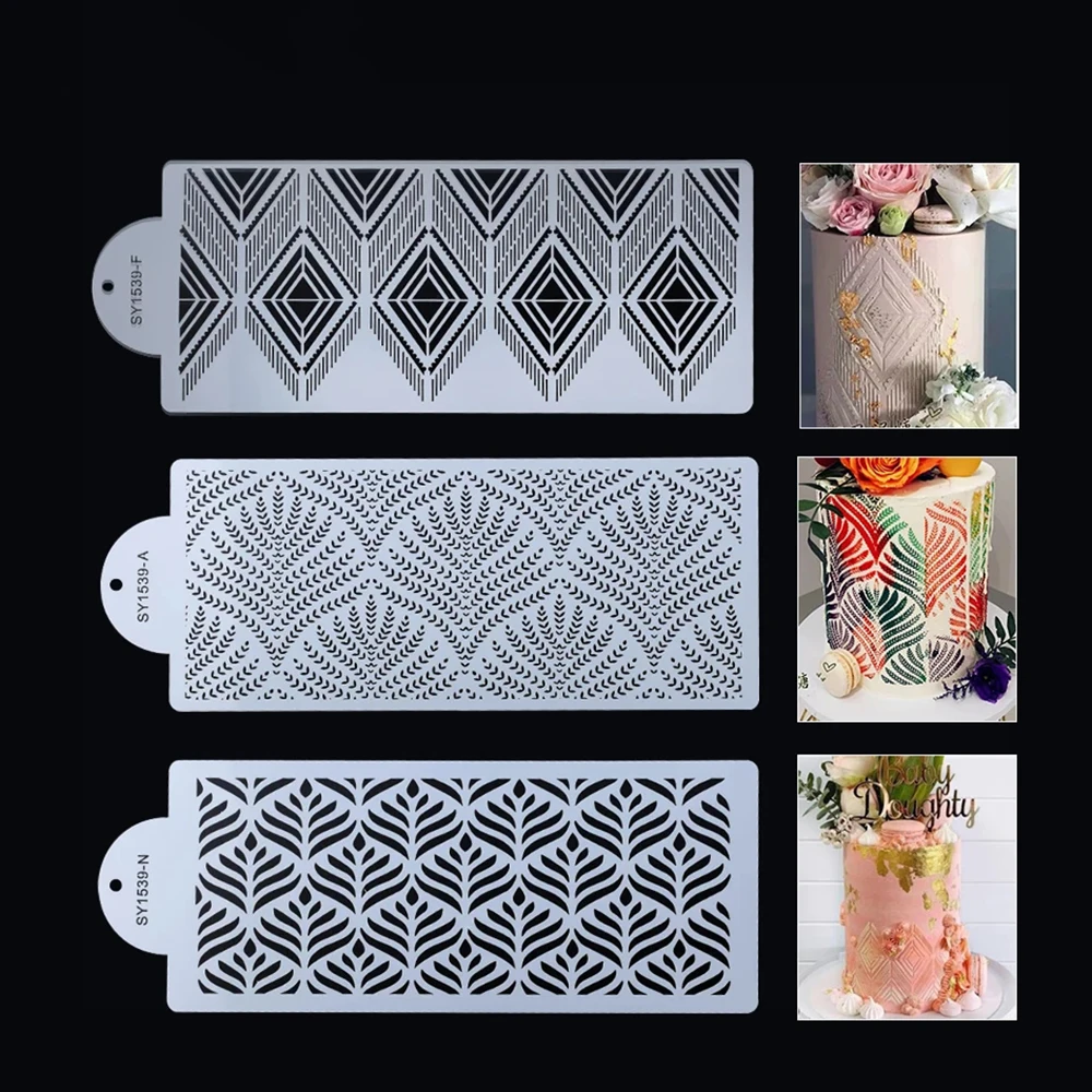 

DIY Bohemian Style Stencils Sugar Sieve Mold Fondant Printing Mold Hollow Wedding Cake Edge Decoration Template Baking Tools