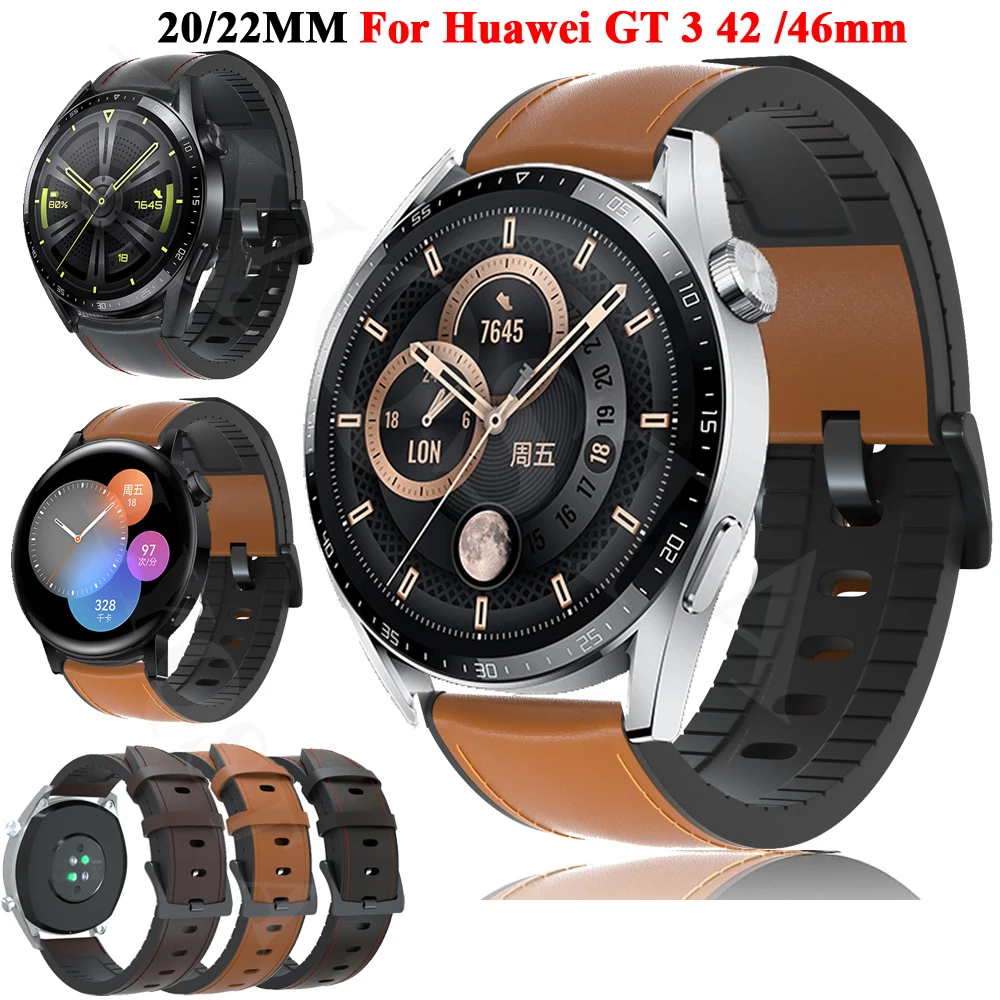

Silicone Leather Watchband Strap for Huawei Honor Magic 2 46mm/GT 3 42 46mm gt3 Bracelet Band 20 22mm Wristband gt 2 Pro Correa