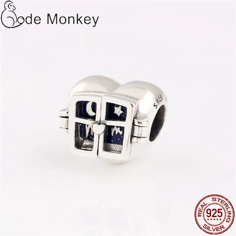 CodeMonkey 100% реальные 925 пробы серебро сердце любовь подвески в виде Луны звезды