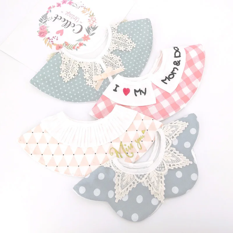 Korean Princess 360 round rotating bib cotton baby saliva towel hundred days birthday decoration fake collar | Детская одежда и