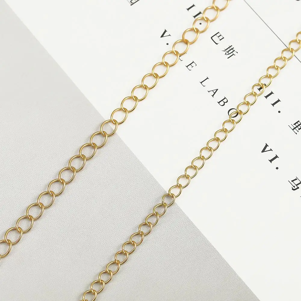1m/lot 3/4 mm 18K Gold Plated Open Link Ring Extended Extension Bracelet Chains Tail Extender Chain For Jewelry Making Supplies | Украшения