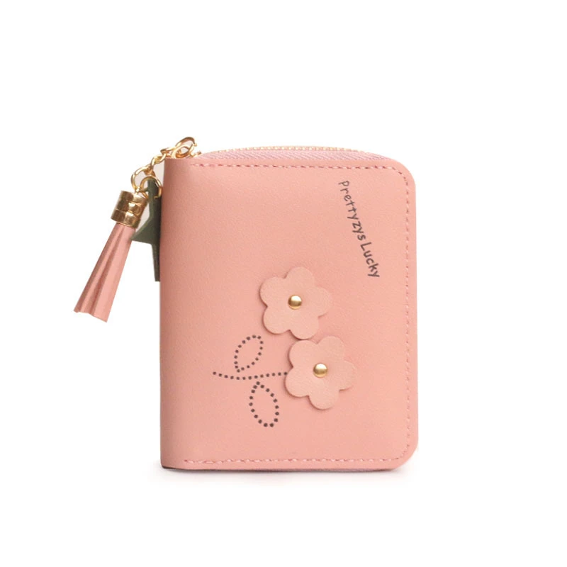 

New Women Flowers Short Bifold Wallets PU Leather Female Money Purses Fashion Ladies Small Wallet With Zipper Coin Pocket
