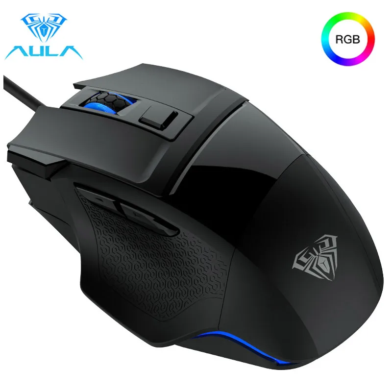 AULA S12 игровой Мышь Проводной USB 7 кнопок 3500 Точек на дюйм регулируемый RGB ноутбук