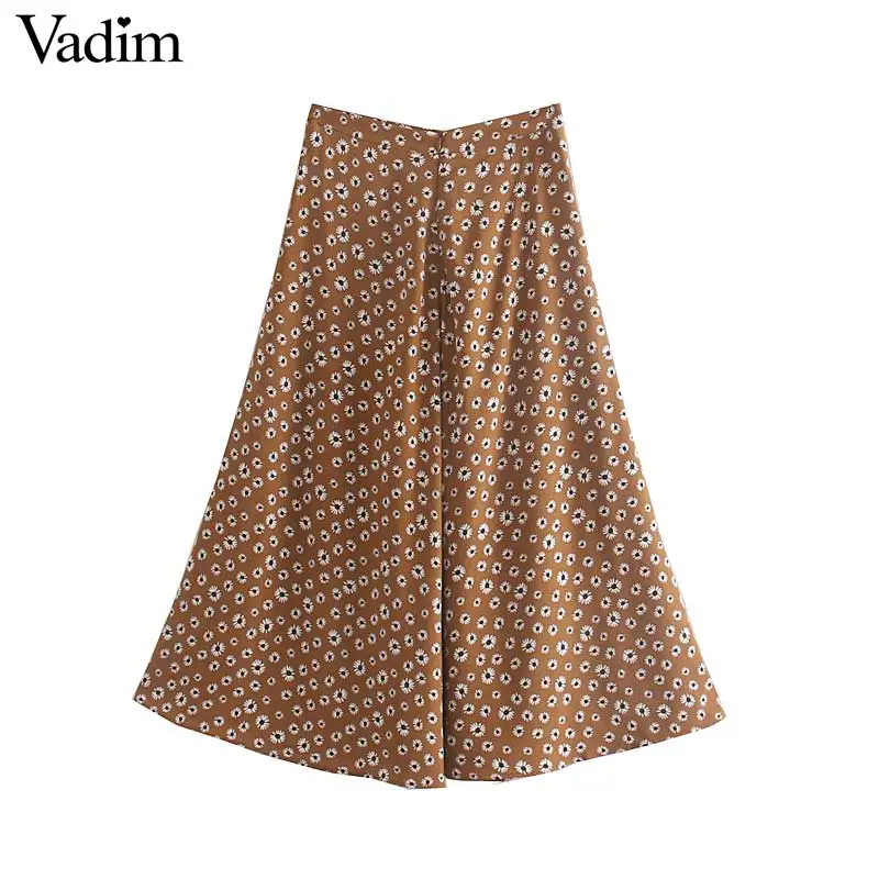 Vadim Женская модная Цветочная длинная юбка с принтом сбоку на молнии завышенной