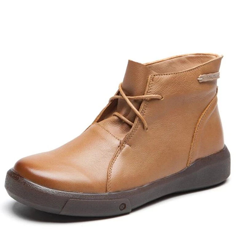 Женские ботинки на плоской подошве с плюшевой подкладкой среднем каблуке | Обувь