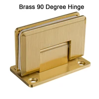 2pcs brushed gold frameless shower brass door clamp durable 90 degree hinge glass clip door fittings door clamp bracket gf134