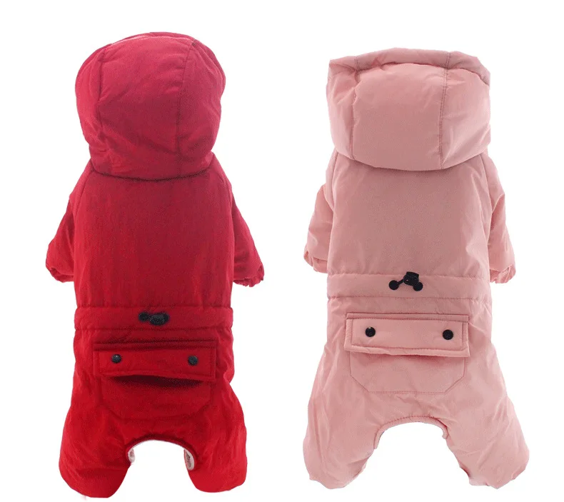 Красный розовый Цвета теплая четыре ноги собака пальто для домашних животных с