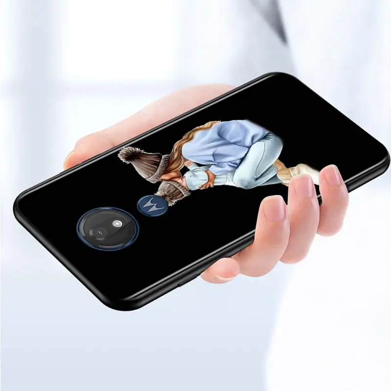 

Fashion Super Baby Mom for Motorola G9 G8 G E7 E6 One Play Marco Hyper Fusion Stylus Power Edge Plus Black Phone Case