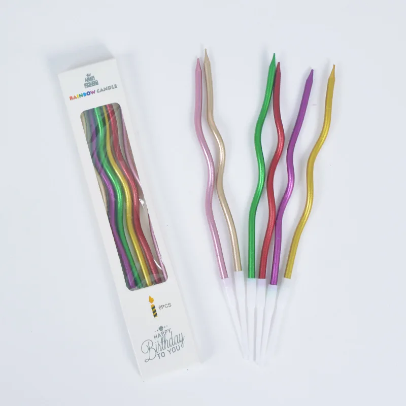 6 коробок Изогнутые Позолоченные цветные свечи для торта украшения | Дом и сад