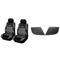 4 pcs full black car seat cover seat protection with engine hood hinge cover water drain cover hood corner guard