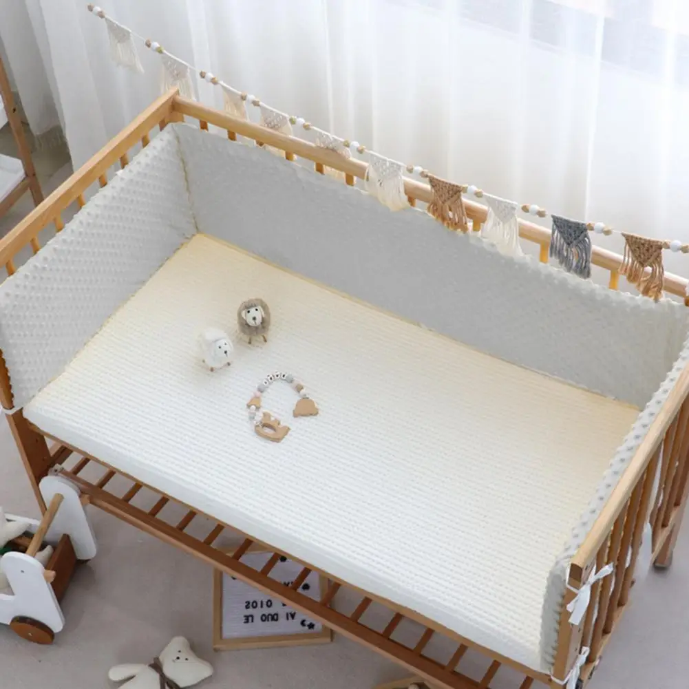 200CM Baby Bed Thicken Bumper One-piece Cotton Waffle Crib Around Cushion Cot Washable Anti-collision Protector Pillows | Мать и ребенок