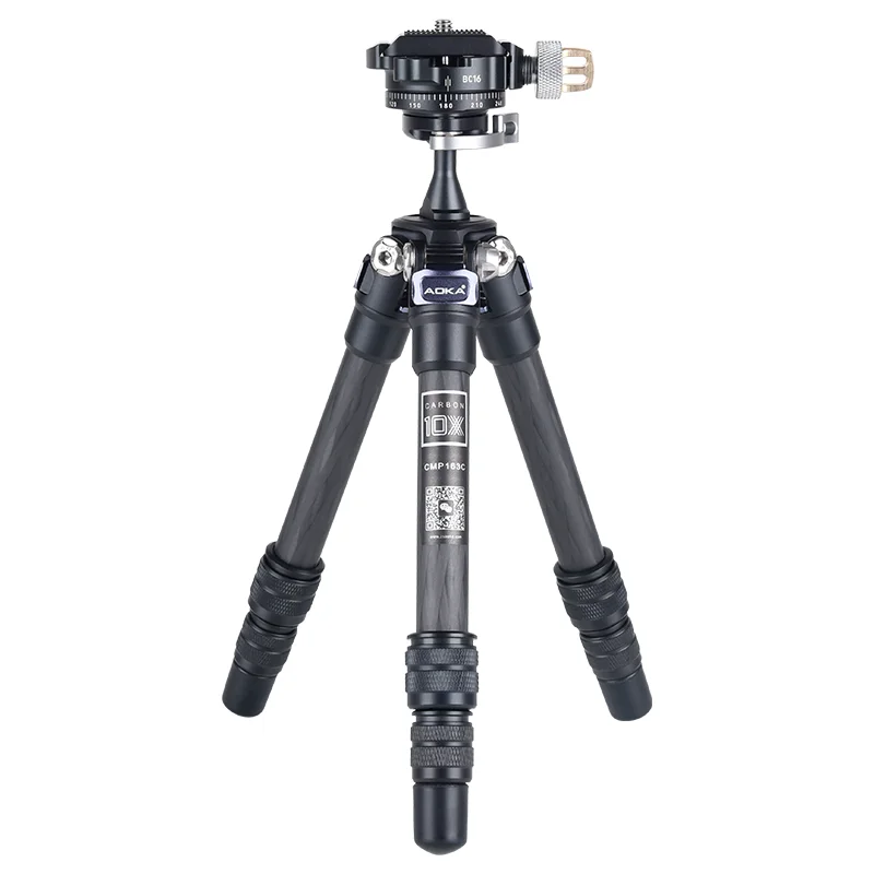AOKA CMP163C+BC16 Tabletop Mini Carbon Fiber Compact Small Lightweight Tripod Smartphone Tripod Mount Camera Tripod