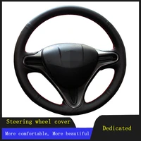 diy car steering wheel cover braid wearable genuine leather for honda civic old civic 2006 2007 2008 2009 2010 2011