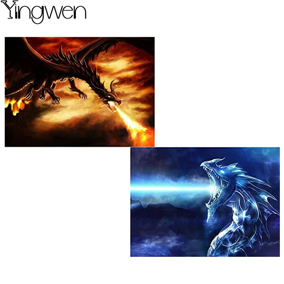 

Fire Dragon 5D DIY Diamond Painting Ice Dragon Rhinestone Painting Art Embroidery Paint And Diamond Art Craft Home Decoration