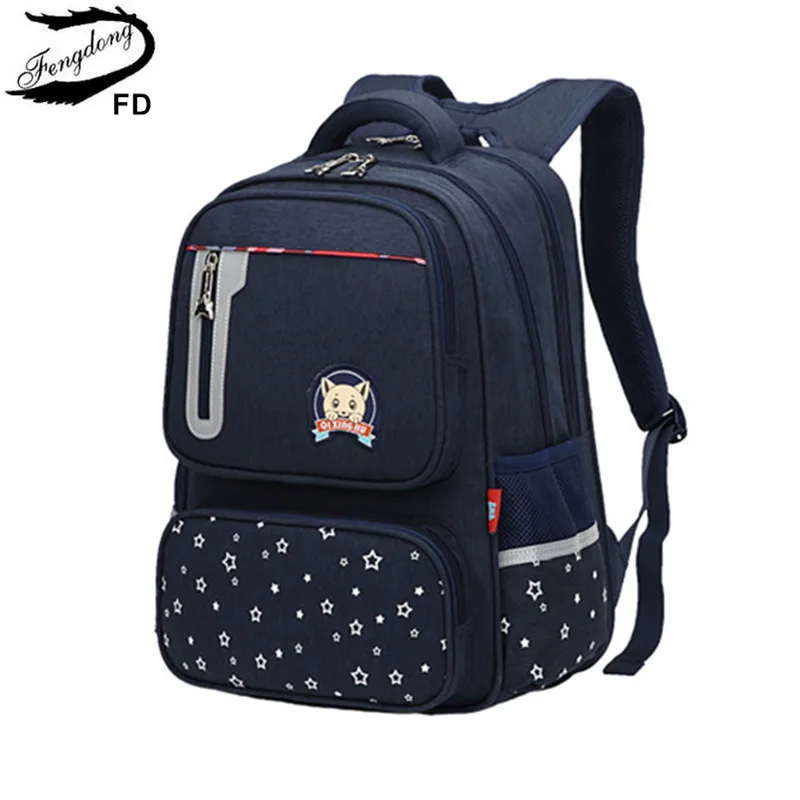 Мужской ортопедический рюкзак Fengdong черный школьный для начальной школы с