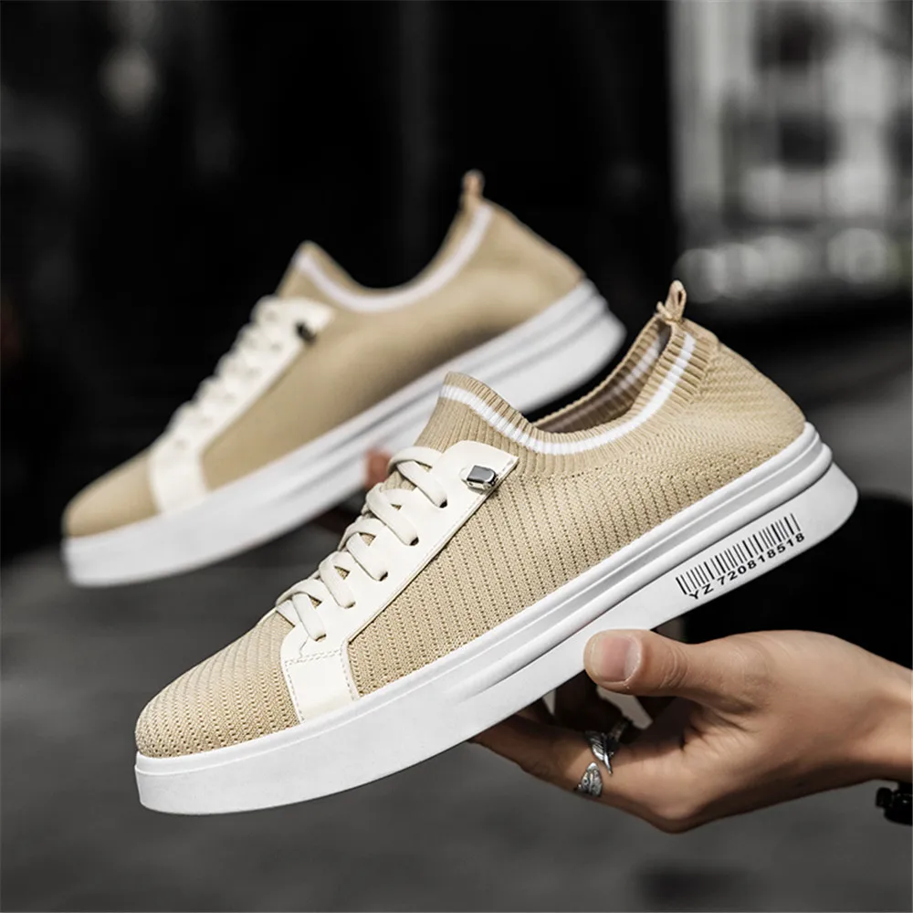 

Men's Daily Casual Wear Flat-bottomed Mesh Breathable Low-top Shoes Student Style Round Toe Soft-soled Slip-on Sports Shoes