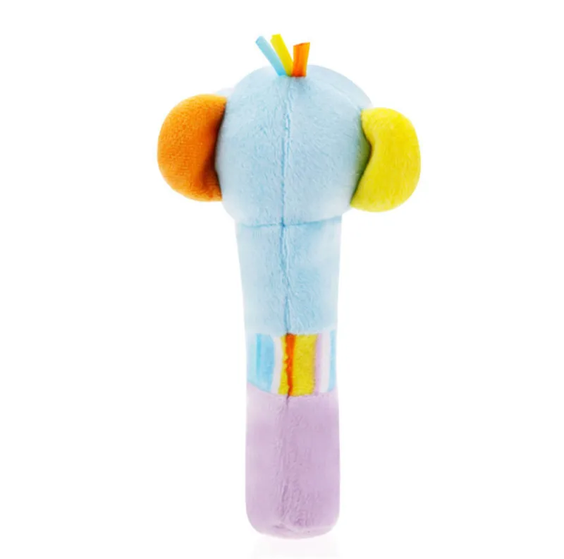 

0-12 Months Infant Jungle Animals Doll Soft Plush Squeaky Sticks Baby Rattles Elephant Giraffe Hippo Lion Toys for Children Gift