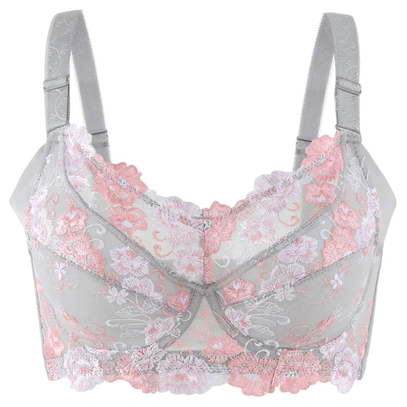 

Женский бюстгальтер без подкладки, ультратонкий кружевной бюстгальтер на косточках с цветочной вышивкой, нижнее белье без подкладки 34 36 38 40...