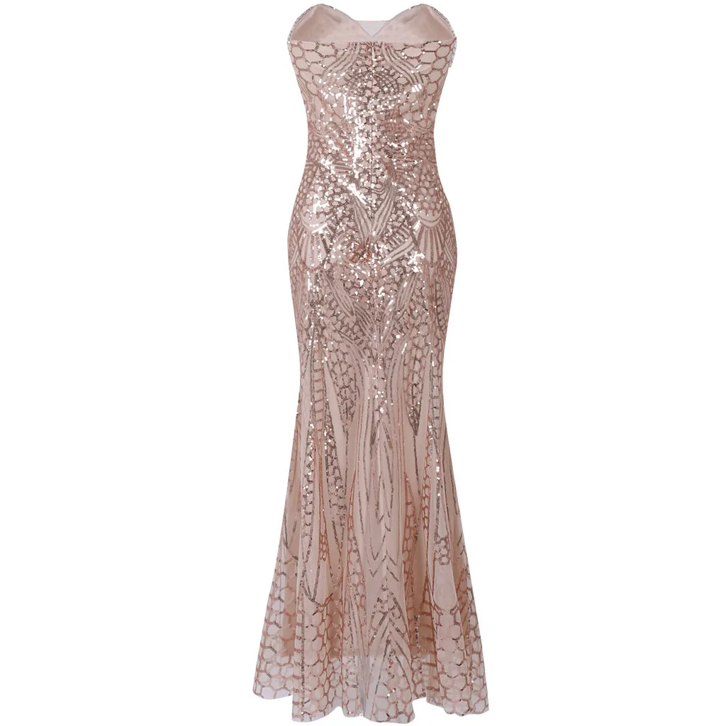 JAYCOSIN с открытыми плечами длинное платье блестками женское без бретелек русалки