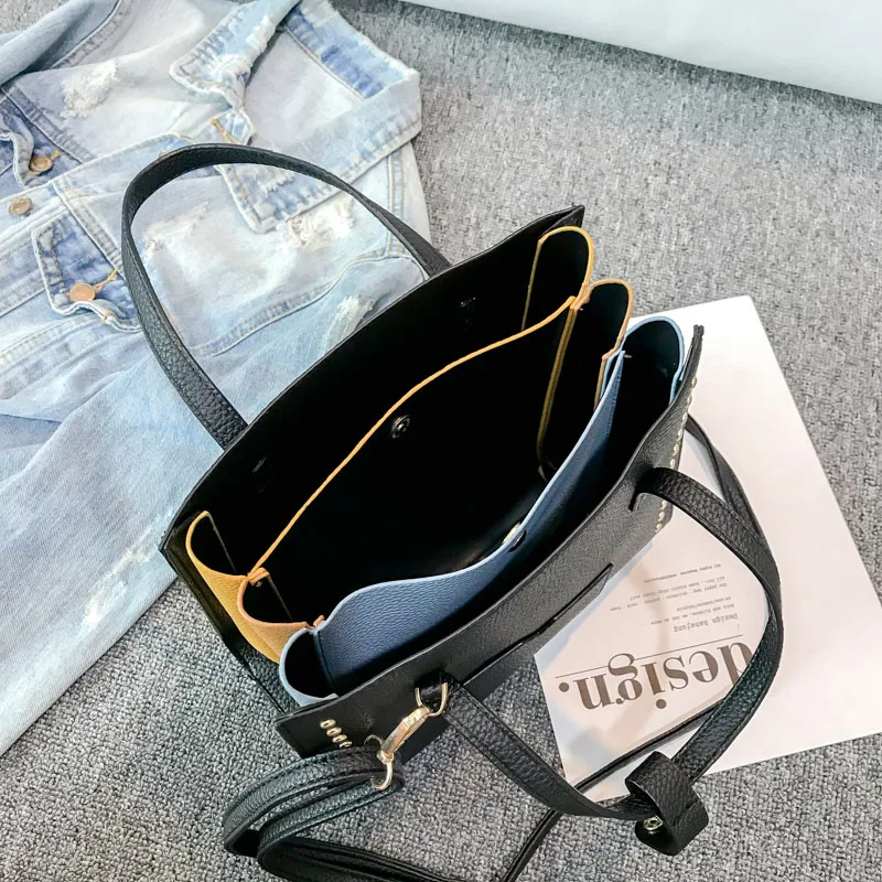 Женская сумка-мессенджер из искусственной кожи с заклепками на каждый день