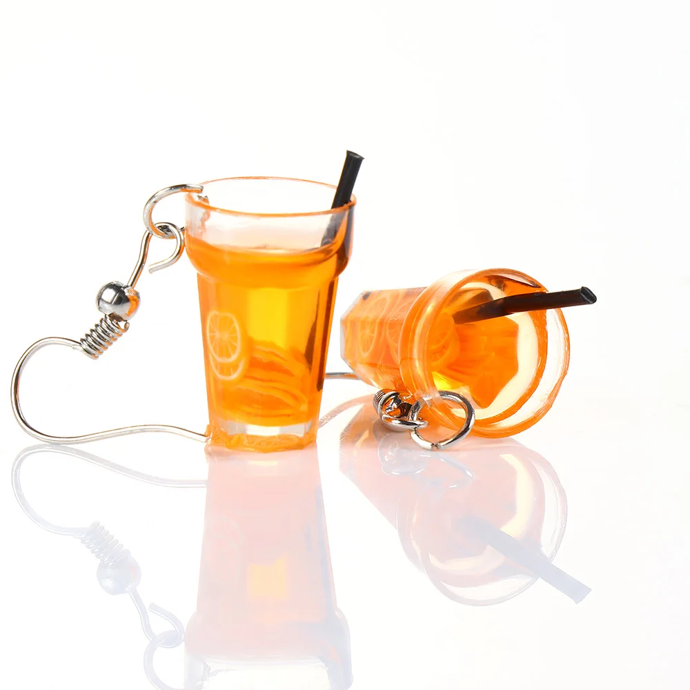 Милые Креативные полимерные серьги в виде бутылки с фруктами и напитками Желтая