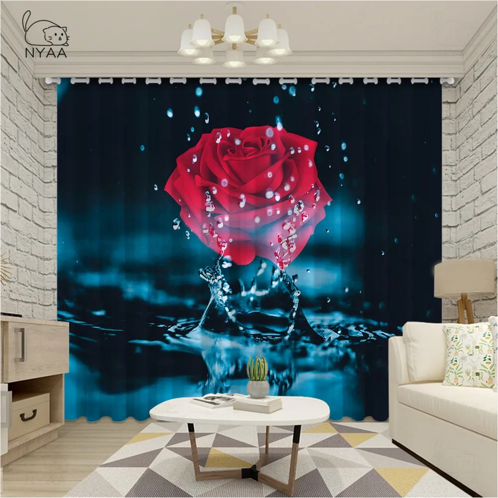 Тайна череп арт занавеска для Гостиная с узором из красных роз Цветочные