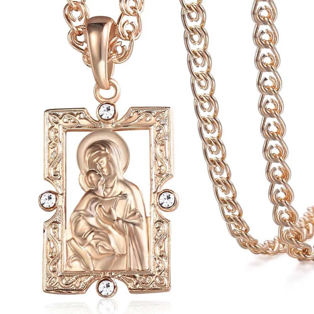 Davieslee женское мужское ожерелье с квадратным кулоном Mary 585 розовое золото