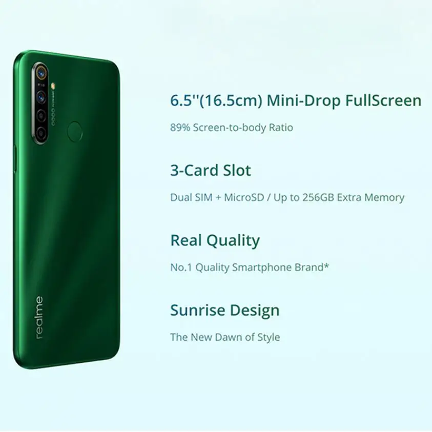 Глобальная версия realme 5i 4 Гб RAM 64 ГБ ROM мобильный телефон Snapdragon 665 AIE 12MP Quad Camera 6 5