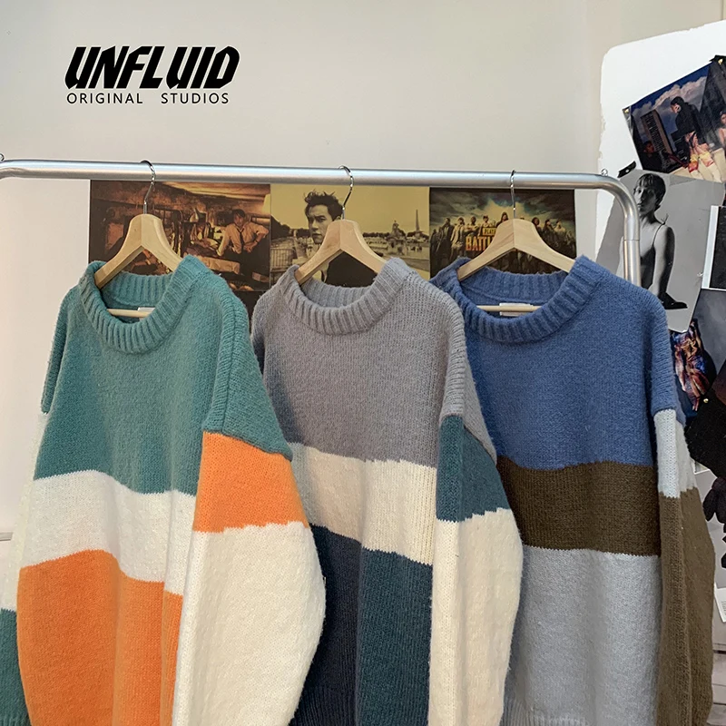 

Autumn and winter sweater Men's Fashion Hong Kong style loose thick sweater stitching thick college style Joker coat