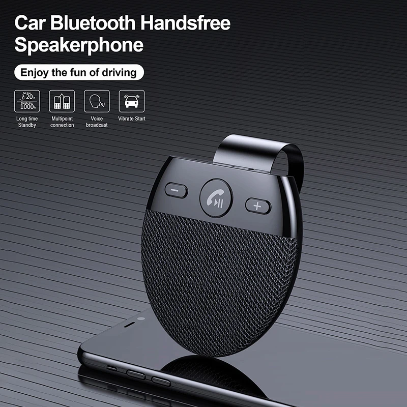 

Беспроводной автомобильный Bluetooth-динамик V5.0, автомобильный комплект громкой связи, Громкая связь Bluetooth-динамик, солнцезащитный козырек, авт...