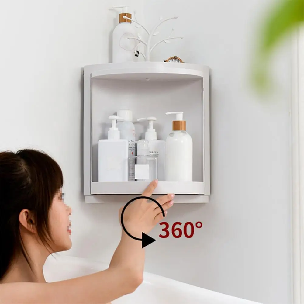 Вращающаяся полка для ванной треугольная стойка хранения косметики настенная