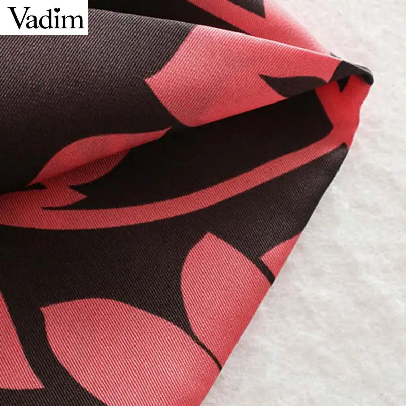 Vadim женские модные широкие брюки с цветочным принтом бантом поясом эластичной