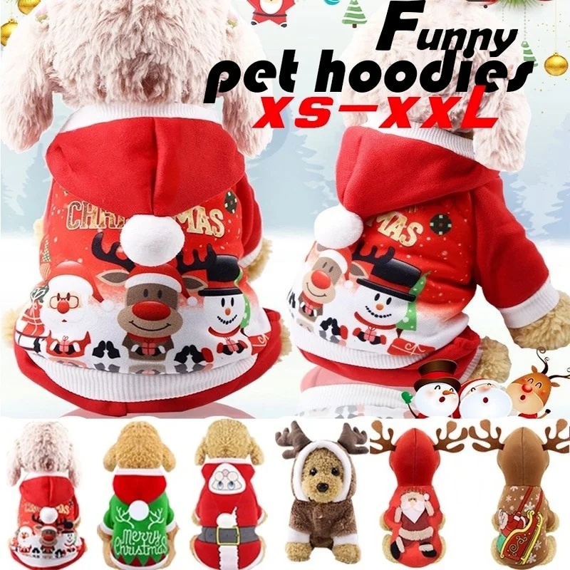 

Christmas Cat Clothes Small Dogs Cats Santa Costume Kitten Puppy Outfit Hoodie Warm Pet Dog Clothes Clothing Accessories