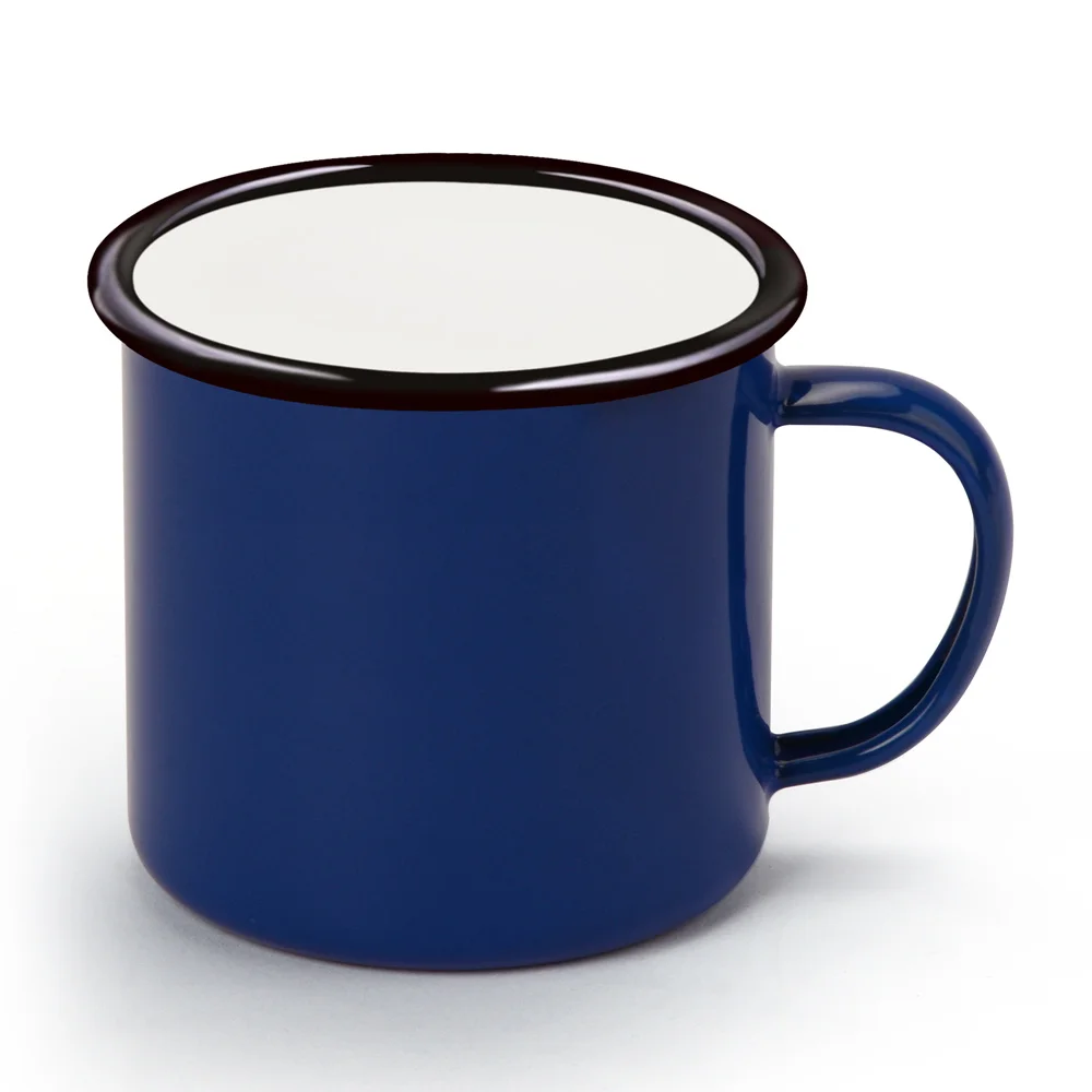 Нержавеющая сталь утолщение края эмаль кружка классический ретро синее покрытие