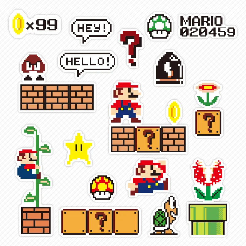 

25pcs/bag Super Mario Stickers Yoshi Luigi Pixel Graffiti waterproof Mosaic Sticker for Kids on Laptop Skateboard Suitcase Bike