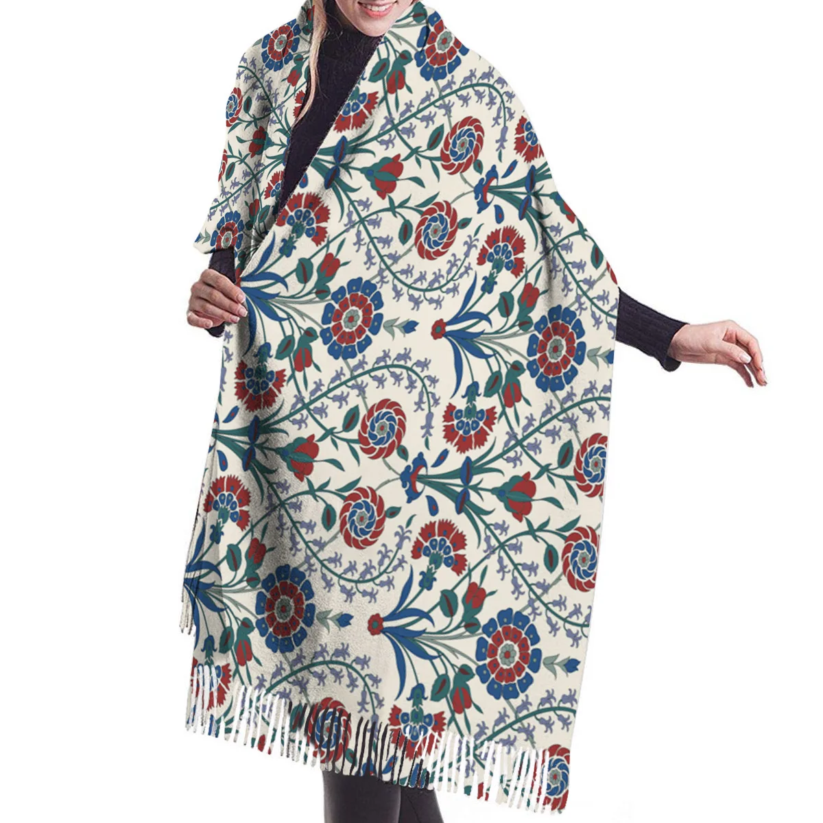 Женский кашемировый шарф традиционный арабский цветочный красивый исламский