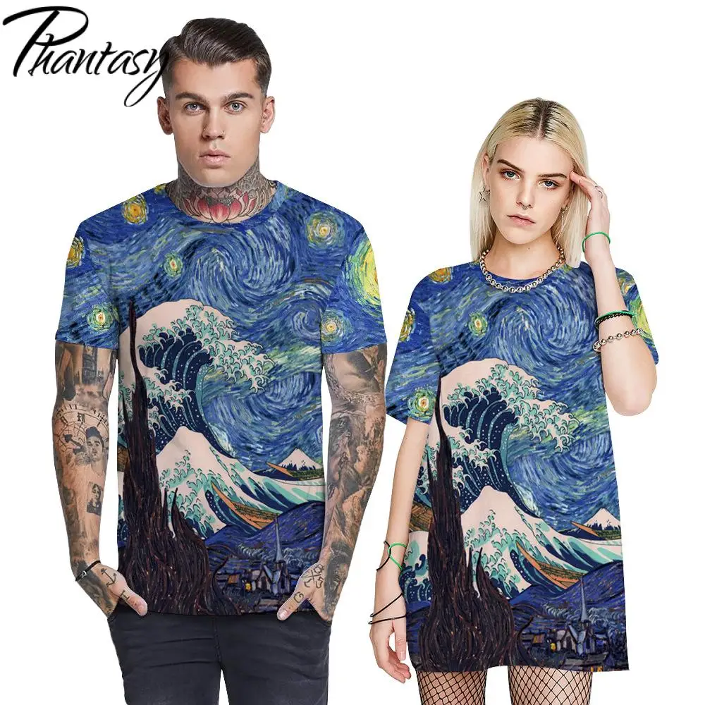 

Phantasy 2021 Spring Summer Couples T-shirt Casual Loose Cartoon Short Sleeve 3D Print Plus Size Cosplay Tops Women Men T-shirt