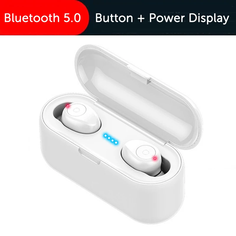 No led white AERBOS Mini Twins беспроводные наушники Bluetooth 5,0 стерео гарнитура спортивные наушники-вкладыши с зарядкой для смартфона - Цвет: No led white