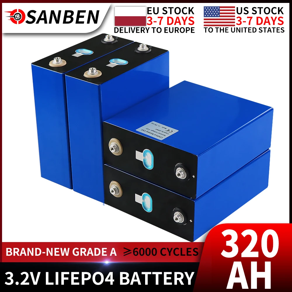 

4-32pcs 3.2V 320Ah LiFePO4 battery pack Lithium iron phospha DIY 310A Motorcycle Electric Car Solar Inverter Cell EU US tax free