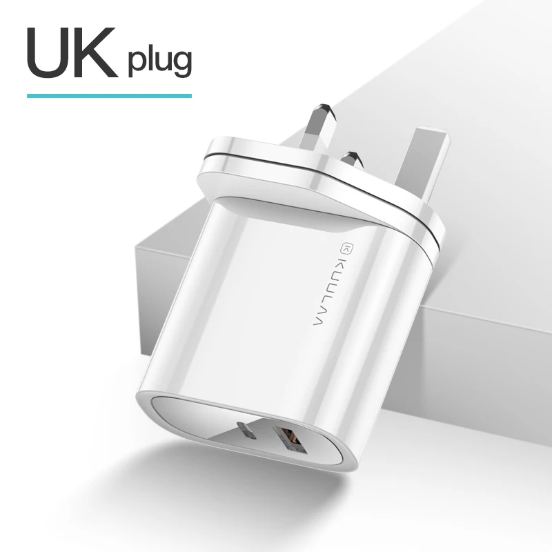 UK White KUULAA Quick Charge 4,0 3,0 36 Вт USB зарядное устройство PD 3,0 Supercharge Быстрая зарядка зарядное устройство для телефона для Xiaomi Mi 9 8 iPhone X XR XS Max - Тип штекера: UK White