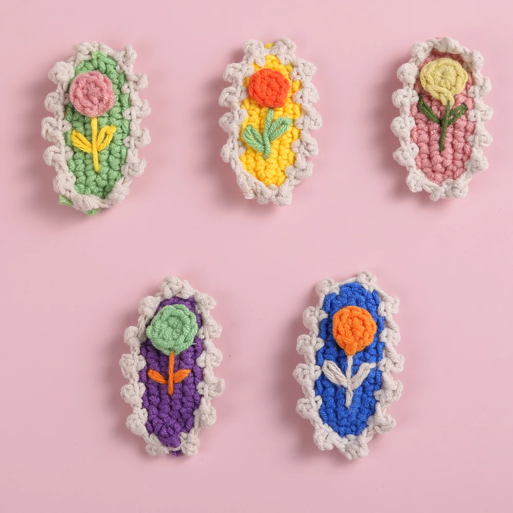 Pinza de pelo con bordado de flores para beb&eacute;, horquillas para reci&eacute;n nacido, pasadores BB para mujer, pinzas a presi&oacute;n, accesorios para el cabello para beb&eacute;-5
